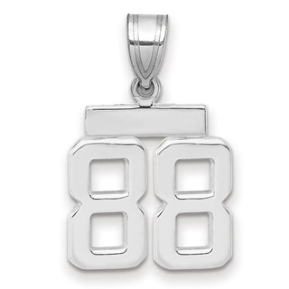 14k White Gold Small Polished Number 88 Pendant