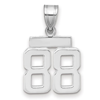 14k White Gold Small Polished Number 88 Charm