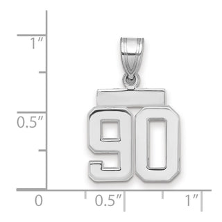 14k White Gold Small Polished Number 90 Pendant