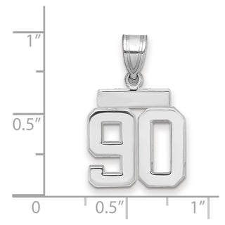 14k White Gold Small Polished Number 90 Charm