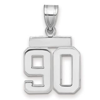 14k White Gold Small Polished Number 90 Pendant