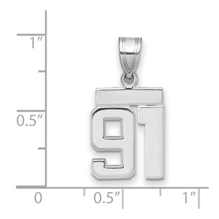14k White Gold Small Polished Number 91 Pendant