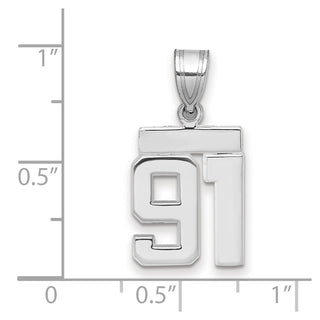14k White Gold Small Polished Number 91 Pendant