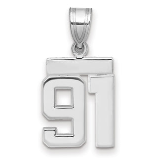 14k White Gold Small Polished Number 91 Pendant