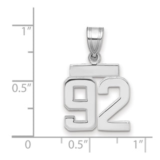 14k White Gold Small Polished Number 92 Pendant