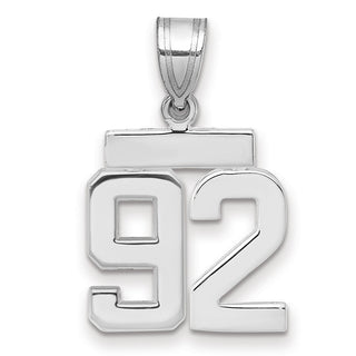 14k White Gold Small Polished Number 92 Pendant