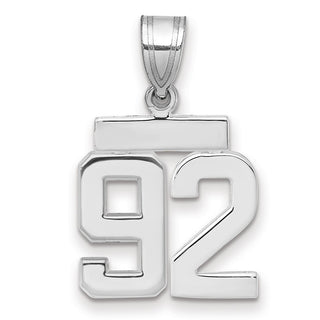 14k White Gold Small Polished Number 92 Charm