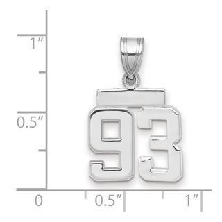 14k White Gold Small Polished Number 93 Pendant