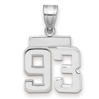 14k White Gold Small Polished Number 93 Pendant