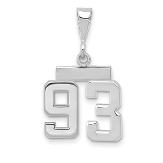14k White Gold Small Polished Number 93 Pendant