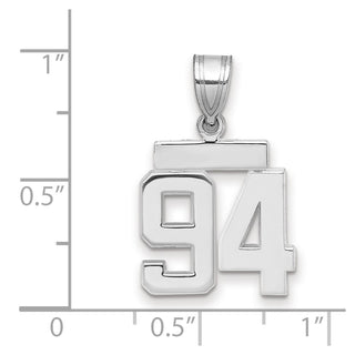 14k White Gold Small Polished Number 94 Charm