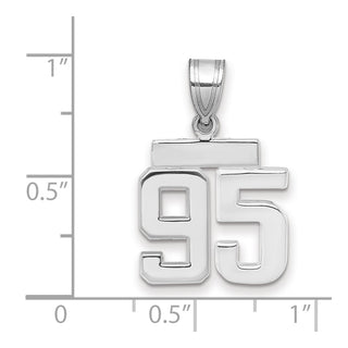 14k White Gold Small Polished Number 95 Pendant