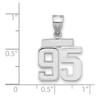 14k White Gold Small Polished Number 95 Pendant