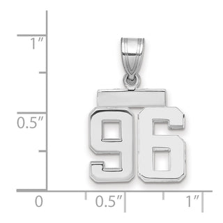 14k White Gold Small Polished Number 96 Pendant