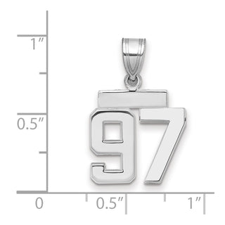 14k White Gold Small Polished Number 97 Pendant