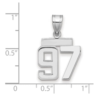 14k White Gold Small Polished Number 97 Charm