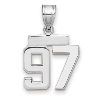 14k White Gold Small Polished Number 97 Pendant
