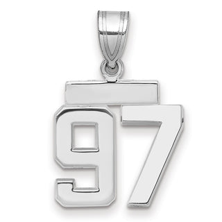 14k White Gold Small Polished Number 97 Charm