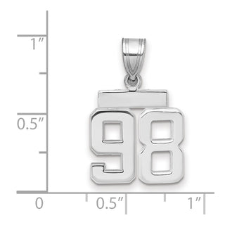 14k White Gold Small Polished Number 98 Pendant