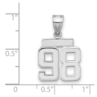 14k White Gold Small Polished Number 98 Charm