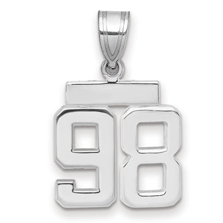 14k White Gold Small Polished Number 98 Pendant