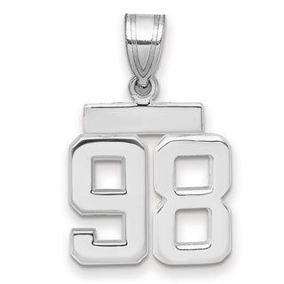 14k White Gold Small Polished Number 98 Charm