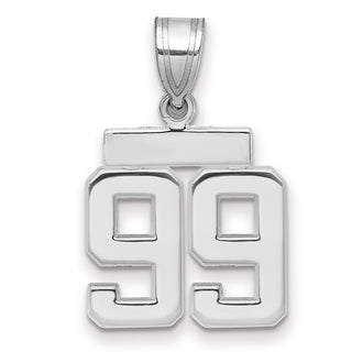 14k White Gold Small Polished Number 99 Pendant