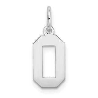 14K White Gold Small Satin Number 0 Charm