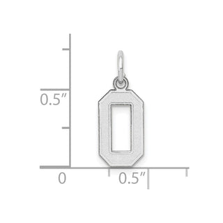 14K White Gold Small Satin Number 0 Charm