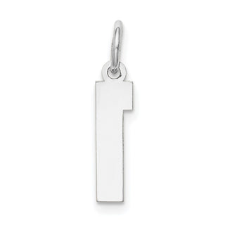 14K White Gold Small Satin Number 1 Charm