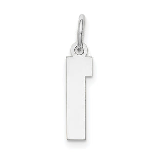 14K White Gold Small Satin Number 1 Charm