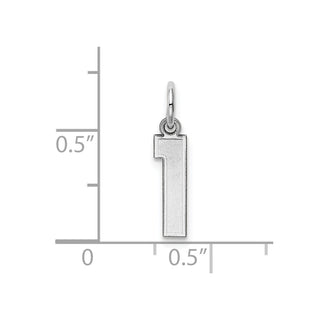 14K White Gold Small Satin Number 1 Charm