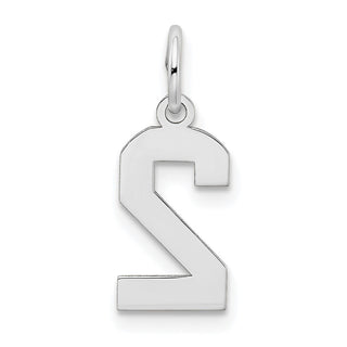 14K White Gold Small Satin Number 2 Charm