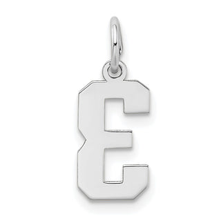 14K White Gold Small Satin Number 3 Charm