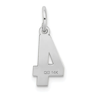 14K White Gold Small Satin Number 4 Charm