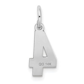 14K White Gold Small Satin Number 4 Charm