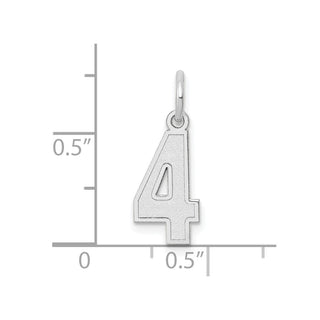 14K White Gold Small Satin Number 4 Charm