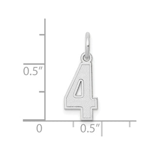 14K White Gold Small Satin Number 4 Charm