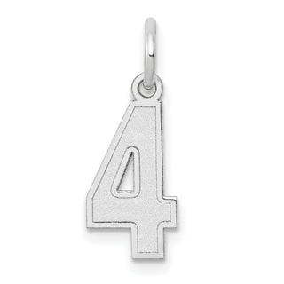 14K White Gold Small Satin Number 4 Charm