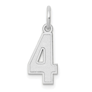 14K White Gold Small Satin Number 4 Charm