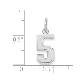 14K White Gold Small Satin Number 5 Charm