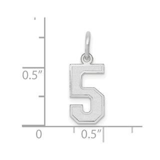 14K White Gold Small Satin Number 5 Charm