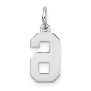 14K White Gold Small Satin Number 6 Charm