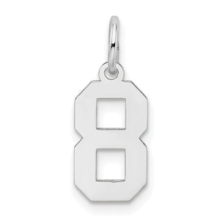 14K White Gold Small Satin Number 8 Charm