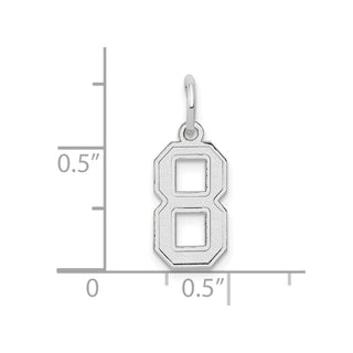 14K White Gold Small Satin Number 8 Charm