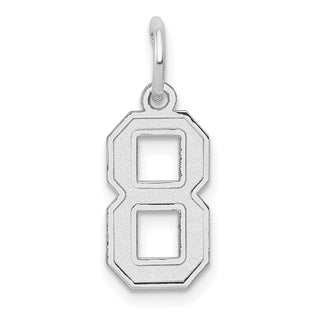 14K White Gold Small Satin Number 8 Charm