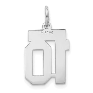 14k White Gold Small Satin Number 10 Charm