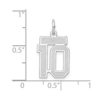 14k White Gold Small Satin Number 10 Charm