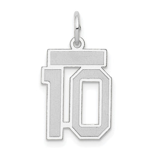 14k White Gold Small Satin Number 10 Charm