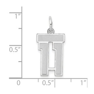 14k White Gold Small Satin Number 11 Charm